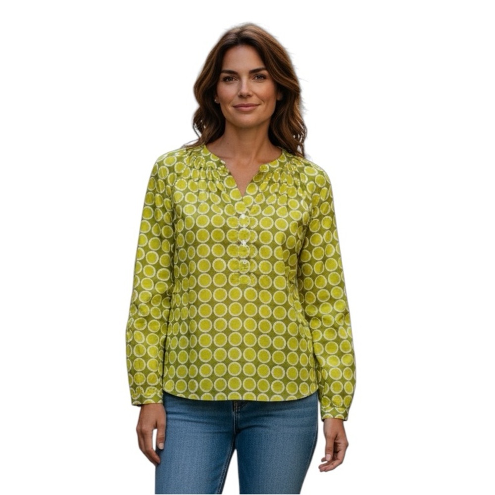 NWT’s Lesley Evers Georgia polka dot hippie core artsy cotton long sleeve shirt